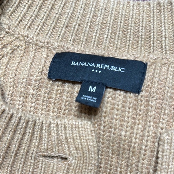 Banana Republic Tan Cardigan Sweater Cropped Ribbed Knit - Picture 4 of 6